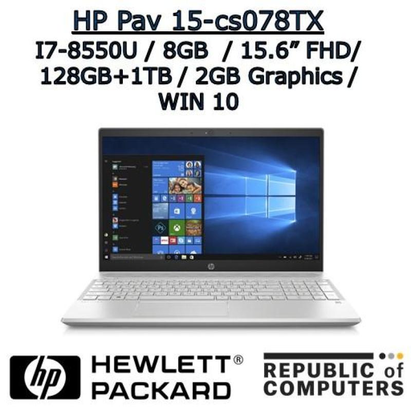 HP PAVILION NOTEBOOK 15-cs0078TX I7-8550U / 8GB / 128GB+1TB / 2GB NVIDIA / 15.6 FHD IPS / WINDOW 10