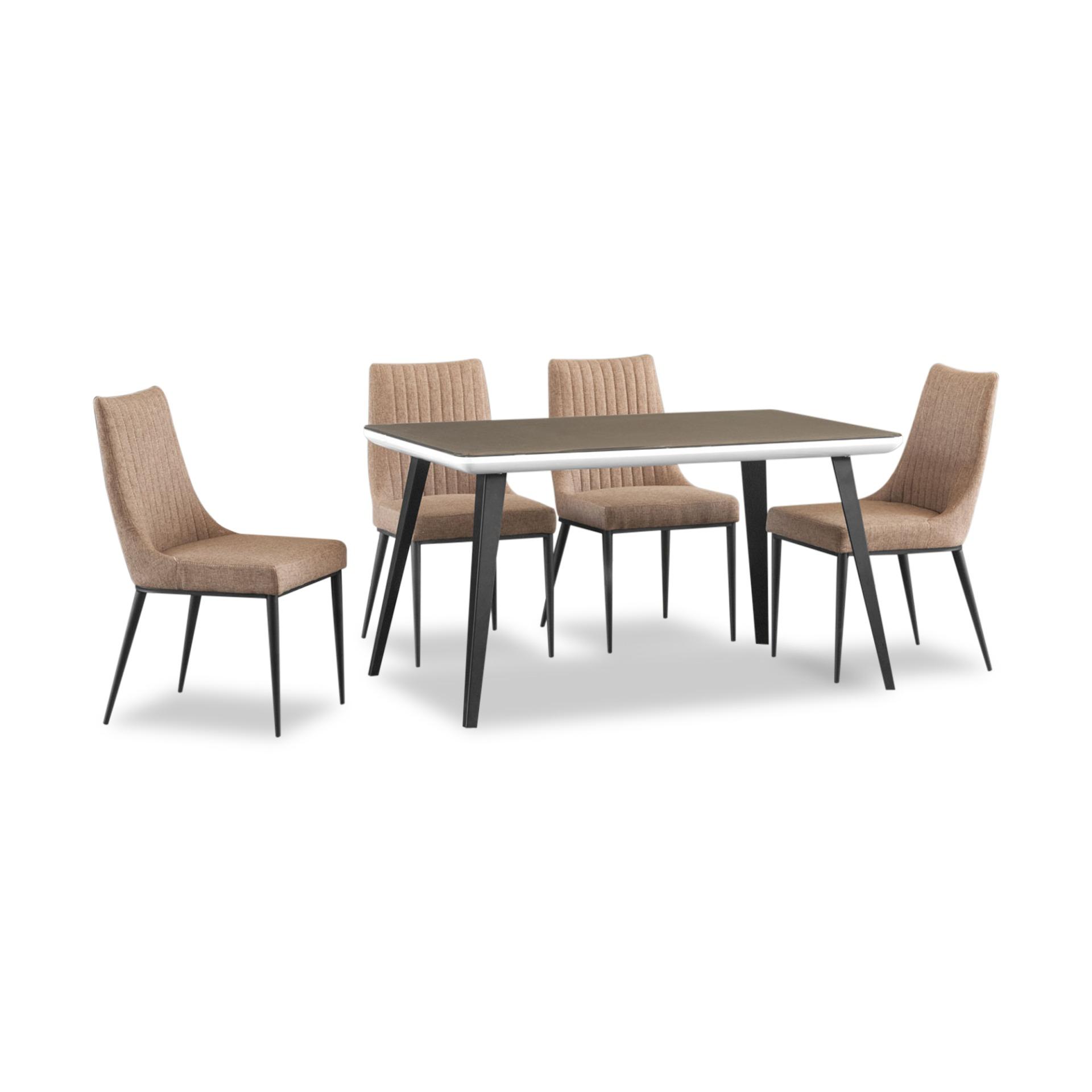 Clara Tempered Glass Top Dining Table (FREE DELIVERY)(FREE ASSEMBLY)