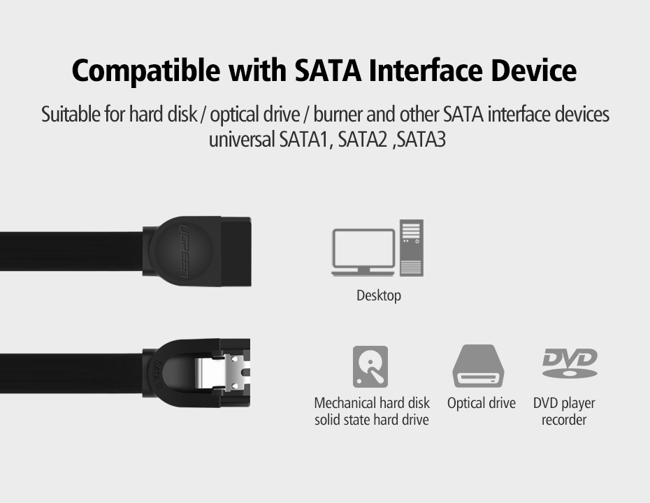 Ugreen SATA III 6Gbps Hard Drive Cable 2 Brand Name:Ugreen Type:SATA Cables Package:Yes Feature:Sata cable 3.0 Feature 1:HDD sata Feature 2:SSD sata Feature 3:SATA Feature 4:Cable sata Feature 5:Sata 3 Feature 6:Sata adapter Feature 7:For Asus Feature 8:For MSI Feature 9:For Gigabyte