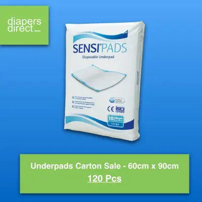 SENSI Underpads Carton (120pcs) - 60cm x 90cm - Diamond embossed topsheet for pad stability and faster absorption