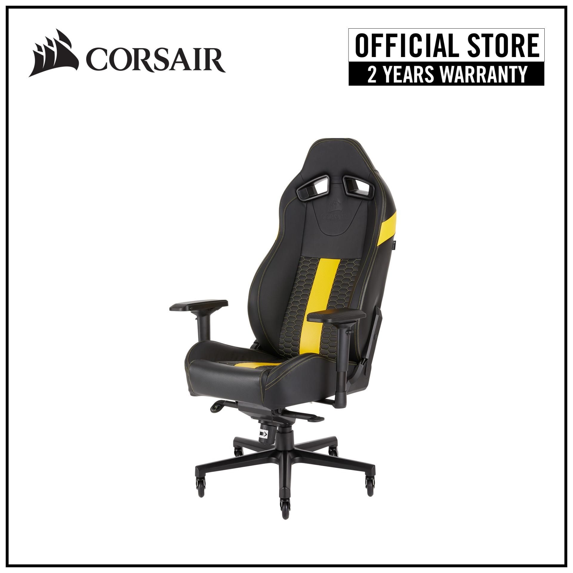 CORSAIR T2 Road Warrior Gaming Chair - Black / Yellow Stripes