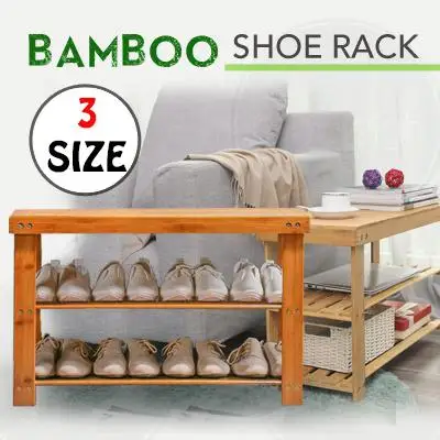 Bamboo Shoe Rack / Storage Cabinet Shelf Space Saving Home Living Furniture (1)