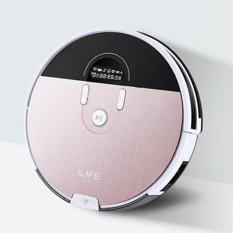 ILIFE Rose Gold Robot Vacuum Cleaner Singapore Warranty Water Tank Wet Mop Systematic Mapping Smartphone App Quiet Auto Charge Singapore