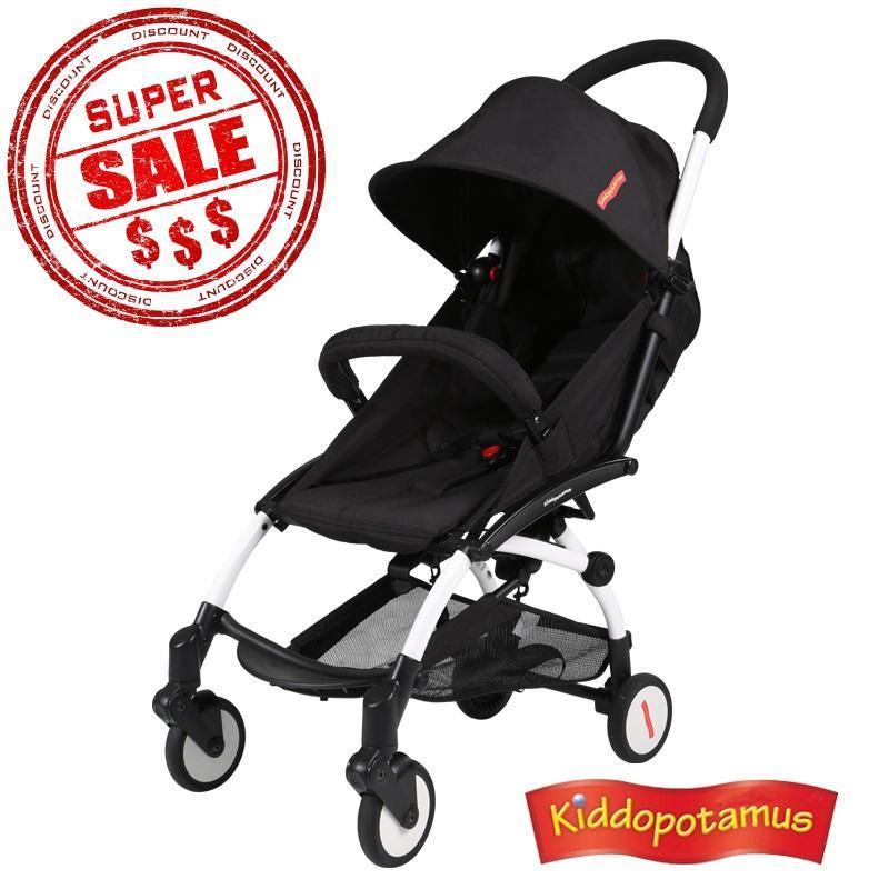 Kiddopotamus® Cabin size Ultra Lightweight one hand fold baby stroller - Black Color Singapore