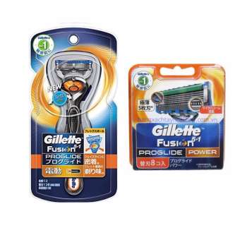 Bộ dao cạo râu chạy pin và 10 lưỡi dao cạo Râu Gillette Fusion Proglide 5+1 power
