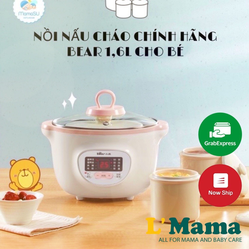 Nồi nấu cháo chậm bear 1,6l bản quốc tế, nồi ninh hầm, hấp cách thủy tự động hẹn giờ thông minh bảo hành 18 tháng