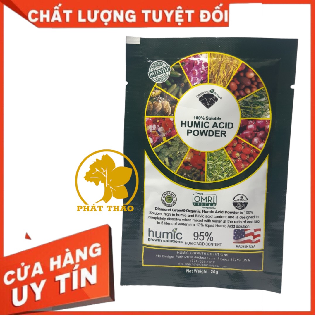 Phân bón kích rễ Humic Acid Powder 95% nhập khẩu trực tiếp từ Mỹ loại 20g