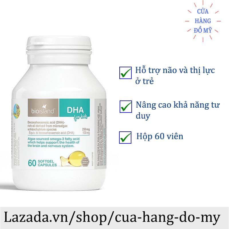 Viên uống bioisland dha for kids 60 viên bổ sung dầu cá bio island bổ sung dha cho trẻ - shop hong1008