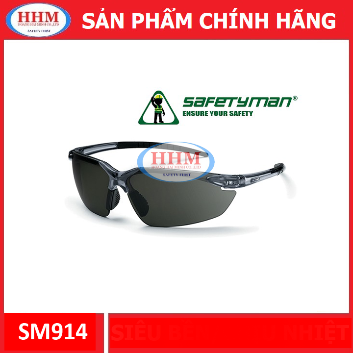 Kính bảo hộ Safetyman SM914 màu đen tráng bạc