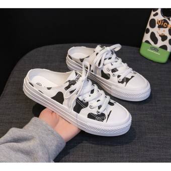 Giày sục nữ giày thể thao sneaker nữ đạp gót Hoạ tiết Bò sữa độc lạ ma QĐ 0001