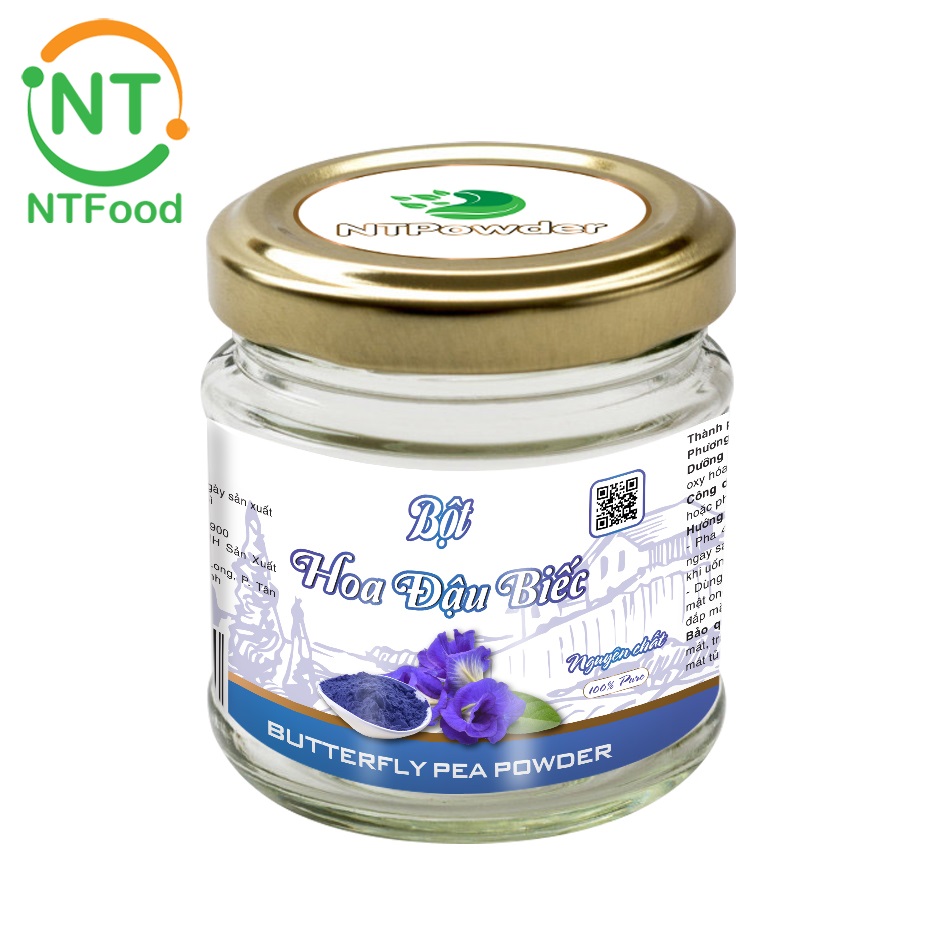 Bột hoa đậu biếc sấy lạnh nguyên chất ntpowder 60gr hũ thủy tinh - nhất tín food