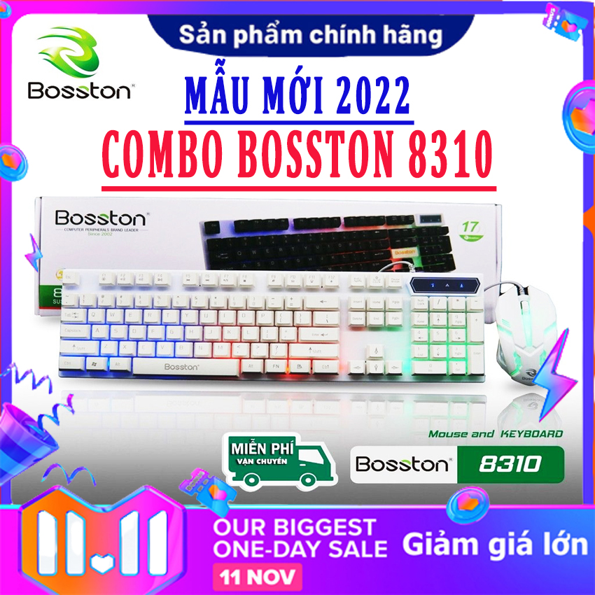 Bàn phím cơ logitech bàn phím cơ giá rẻ - combo chuột bàn phím logitech - combo chuột phím bosston 8310 led 7 màu giá rẻ siêu phẩm dành cho game thủ shop bbq1