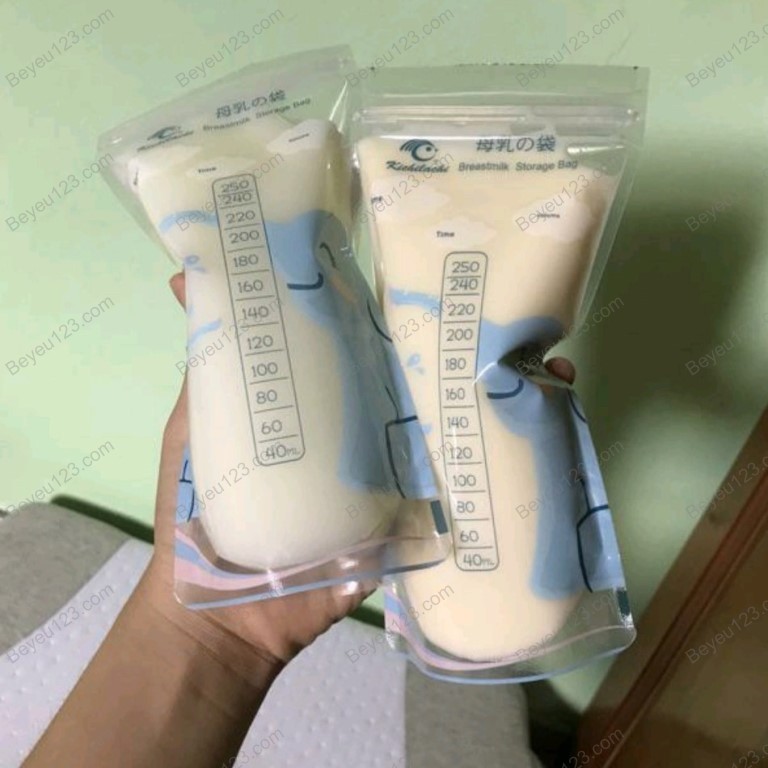 (RẺ VÔ ĐỊCH) (Không vòi) 5 Túi / Hộp 50 Túi trữ sữa mẹ 250ml Cảm ứng nhiệt Hình voi KICHILACHI KICHI K50 (Công nghệ Nhật) KC HOTT