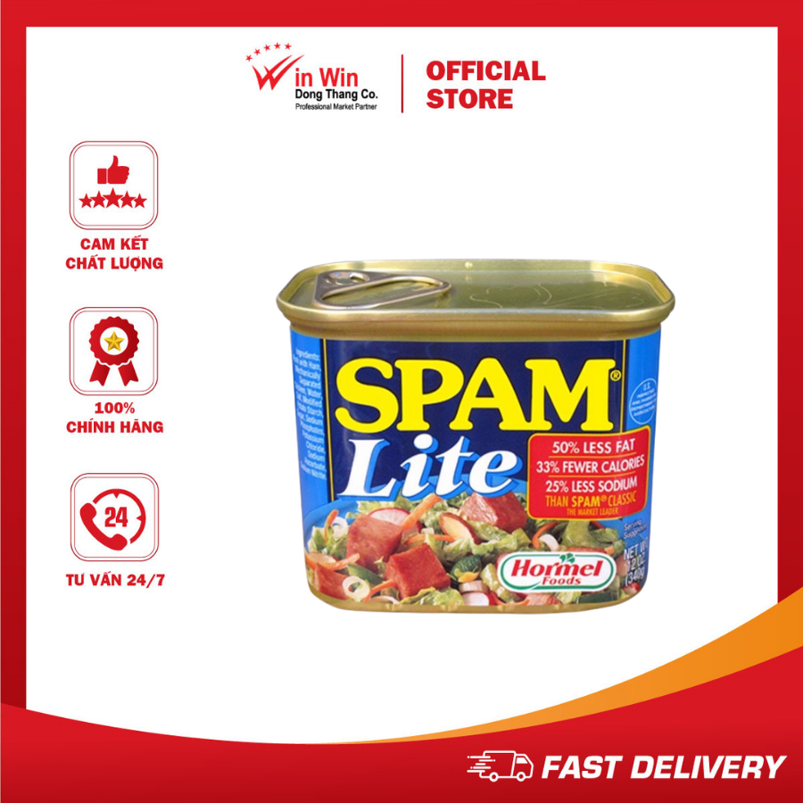 Thịt Hộp SPAM Ít Béo 340g - Nhập Khẩu Mỹ | Hormel SPAM Lite Luncheon Meat 340g