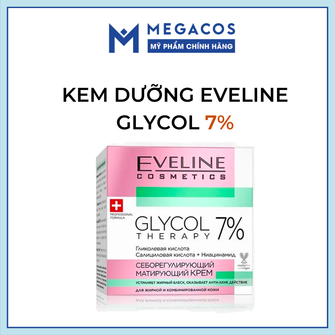 Kem dưỡng Eveline Glycol Therapy 7% ngừa mụn, mờ thâm 50ML