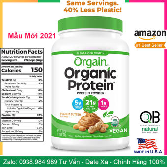 USA - Bột Đạm Protein Organic Orgain Peanut Butter - Dành cho người ăn kiêng chay giảm cân USDA - Bơ Đậu Phộng Peanut Butter Vani
