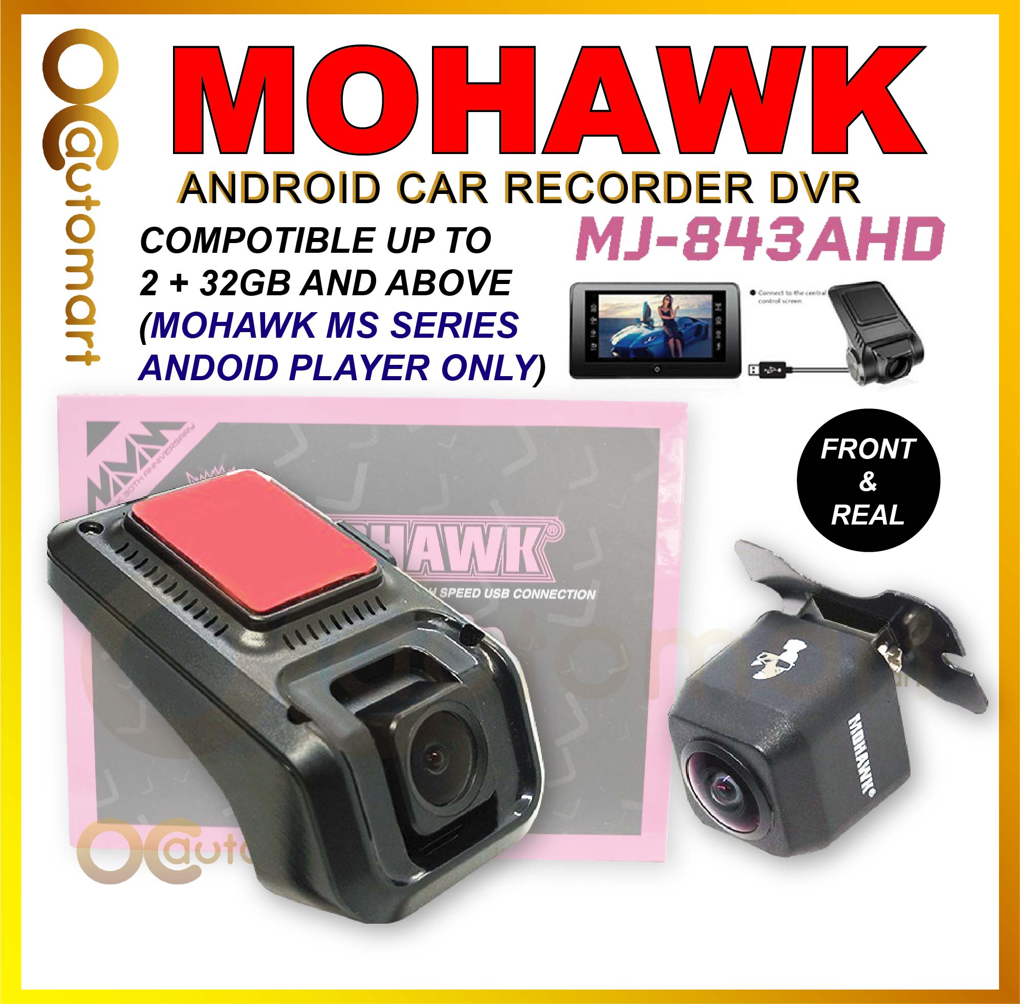 MOHAWK MJ Series 24JAN Android Dvr Dashcam Recorder AHD Front & Rear Dashcam MJ-DVR-AHD-FR MOHAWK DVR