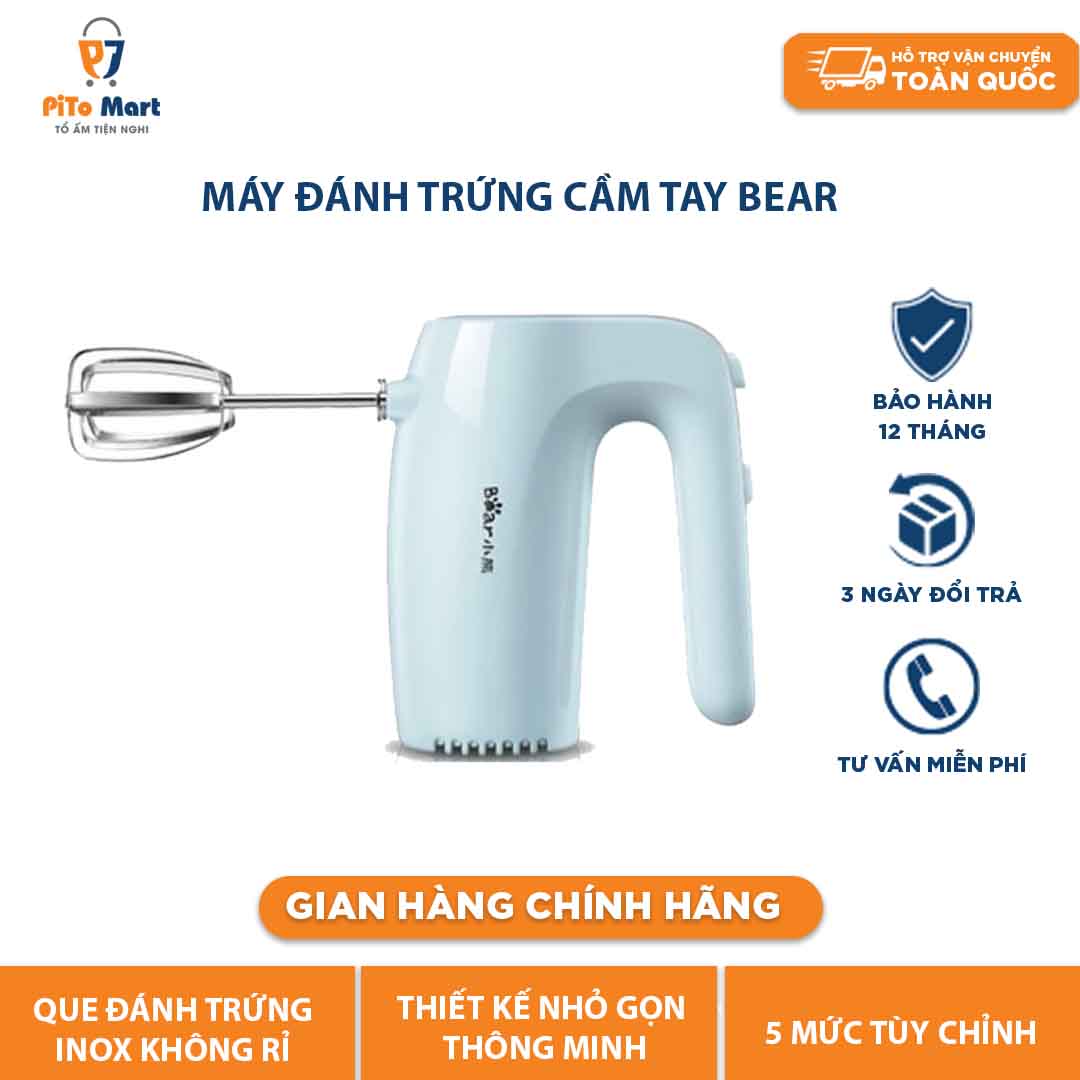 Máy đánh trứng trộn bột cầm tay xanh nhạt Bear