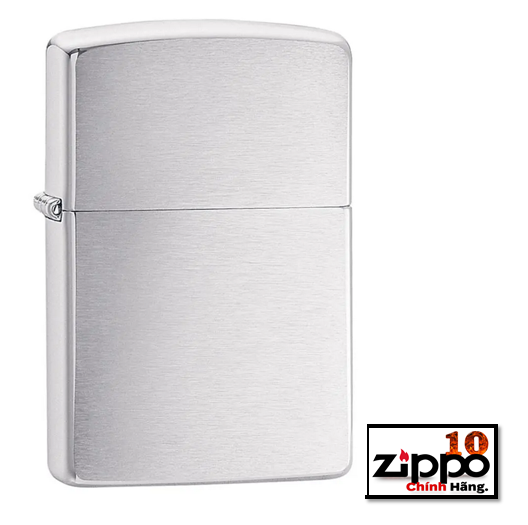 Zippo vỏ đồng thau mạ crom xước vân ngang - Classic Brushed Chrome - Zippo Mỹ Chính Hãng