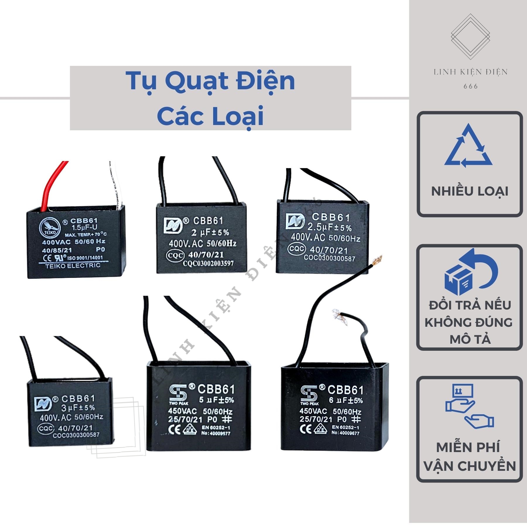 Tụ quạt điện quạt công nghiệp tụ quạt bàn tụ quạt tản