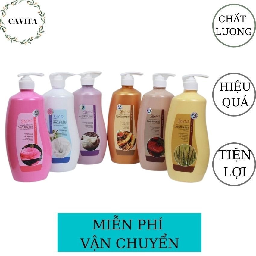 [FREESHIP] Sữa Tắm Trắng Da She'na 1200ml Malaysia CAVITA giúp dưỡng ẩm, mịn màng, trắng sáng, dưỡng da, cấp ẩm và tinh chất