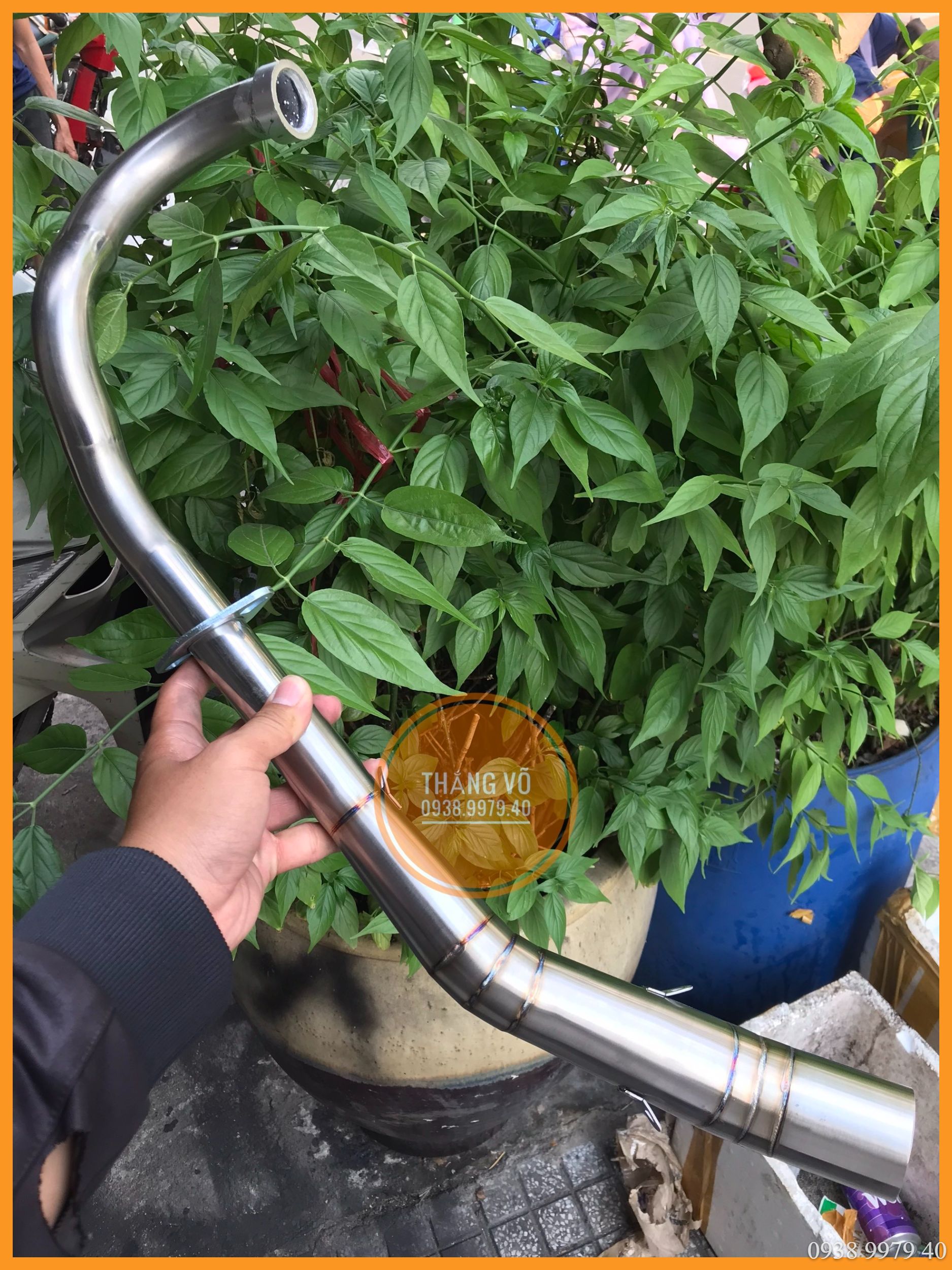 Cổ 2 khúc ex 150 winner, cổ pô ex 150 winner satria raider inox 201 2 khúc mối hàn titanium phụ kiện xe máy