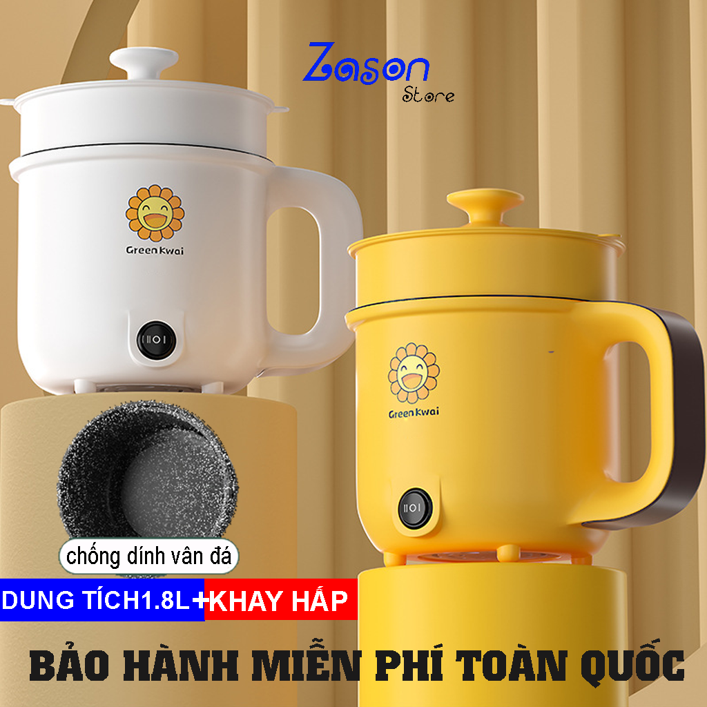 Bếp Điện Mini Đa Chức Năng Có Khay Hấp, Nồi Lẩu Mini Có Lớp Chống Dính Hoa Cương Cao Cấp, Bếp Điện Đa Chức Năng Tiện Dụng Có Thể Xào Nấu Nướng Rán Lẩu - Zason