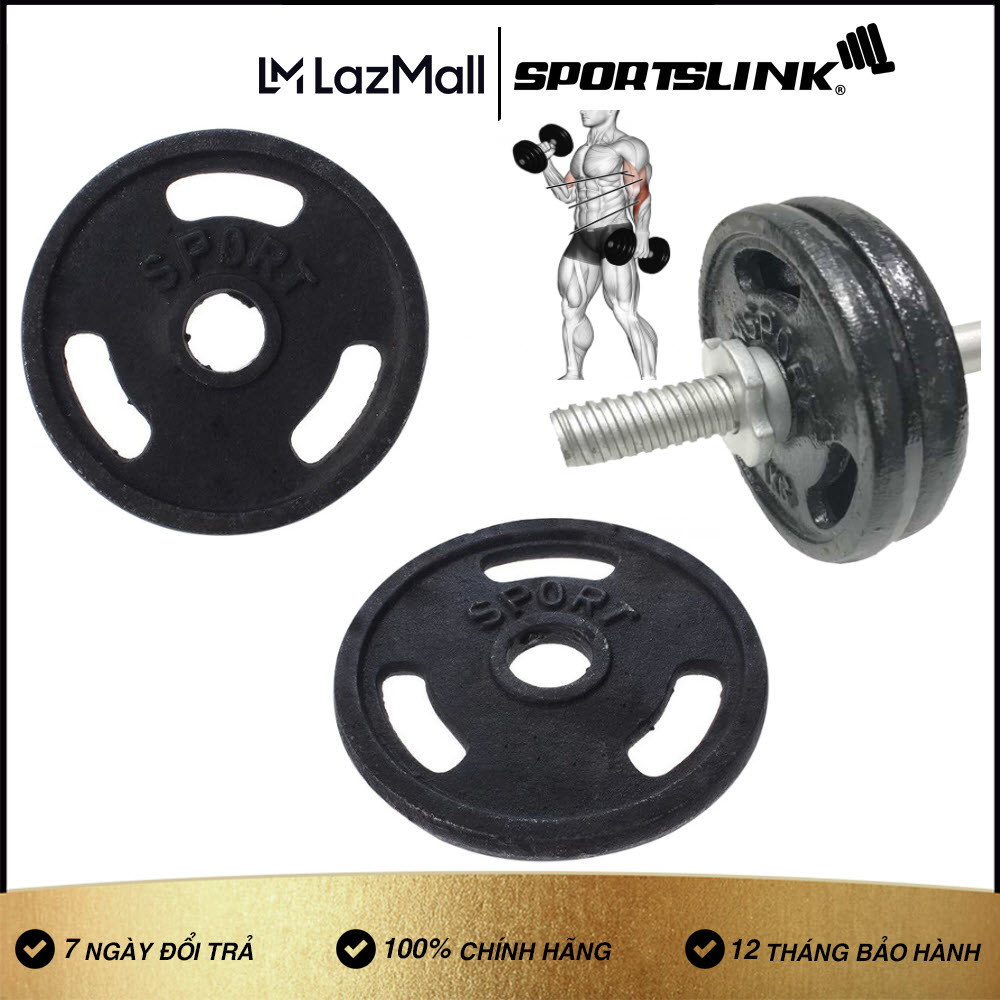 Bộ 2 tạ miếng gang 3kg Sportslink - Đen