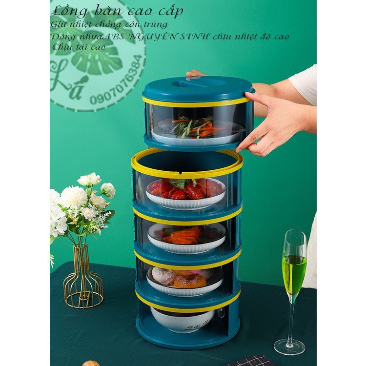 Lồng bàn 5 tầng cao cấp 🌸freeship🌸 giữ nhiệt chống bụi