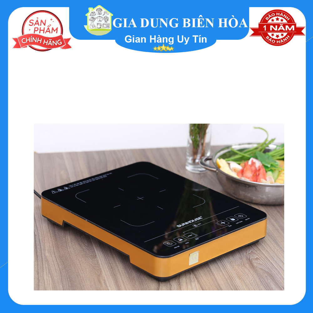 Bếp điện hồng ngoại đơn Sunhouse SHD6015-nấu được tất cả các loại nồi-Công suất-2000W-Chất liệu mặt bếp-Kính chịu nhiệt-Bảng điều khiển-Cảm ứng