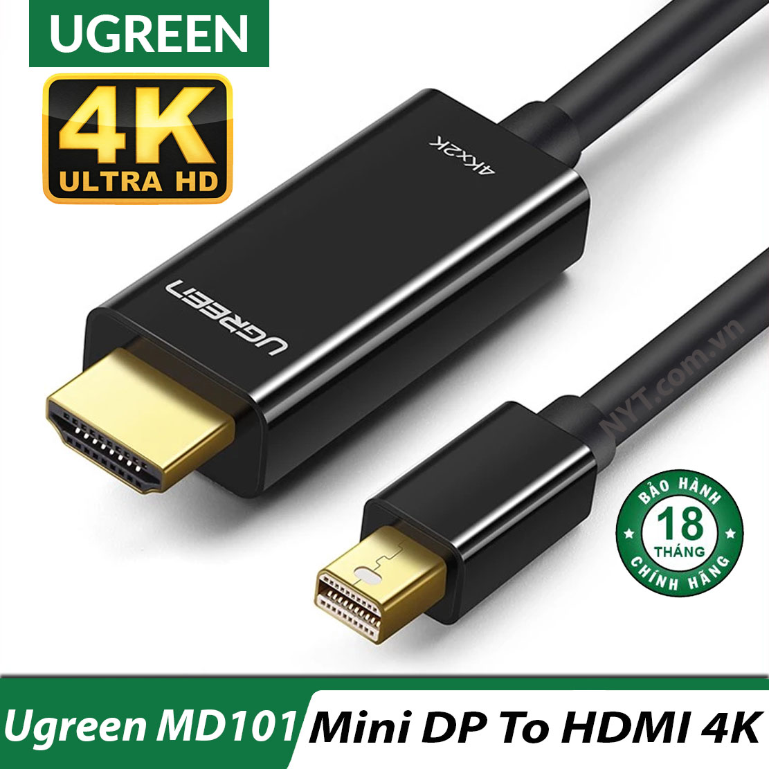 [HCM]Cáp Mini DisplayPort ra HDMI 4k@30Hz Cao Cấp UGREEN MD101