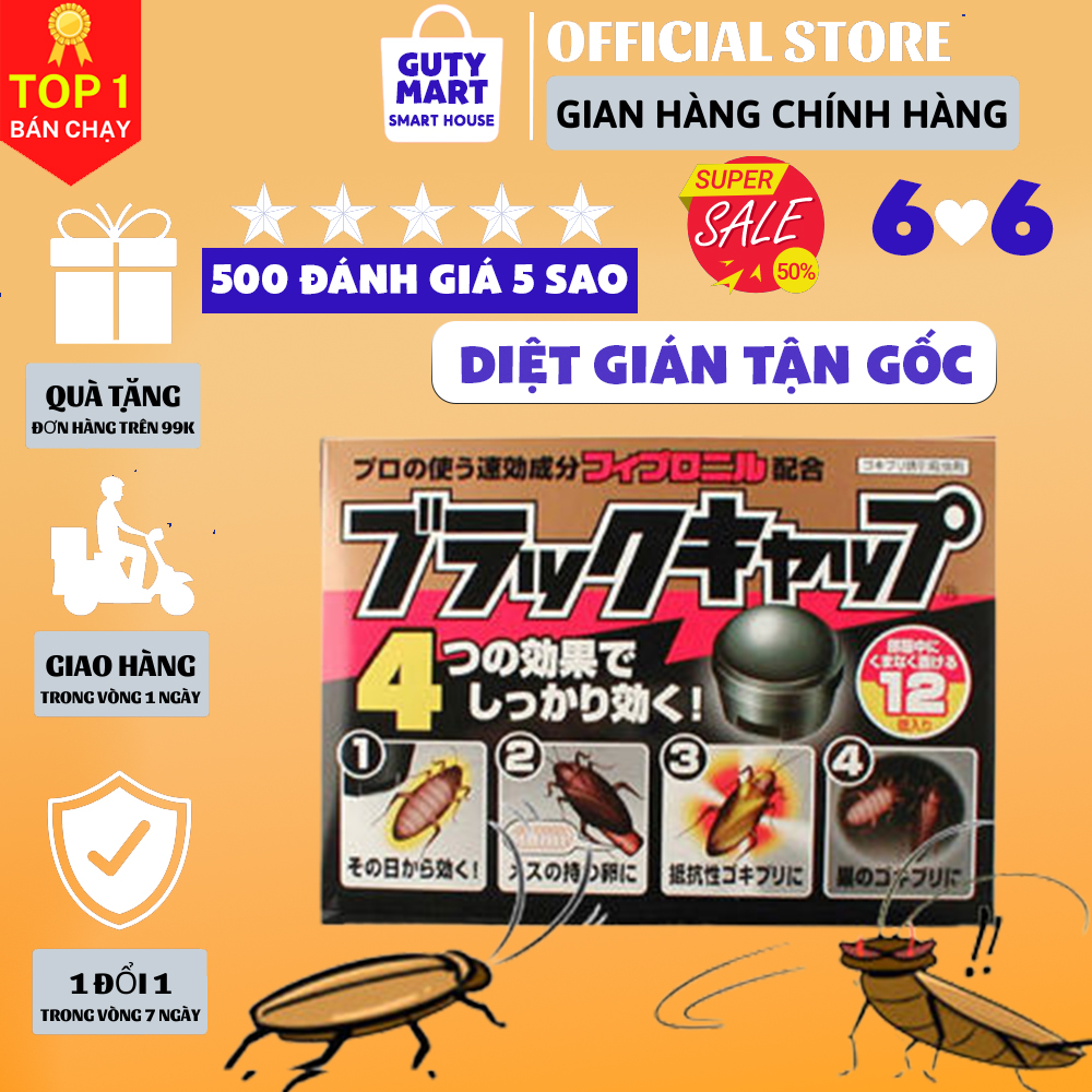 Thuốc diệt gián hộp 12 viên - Nội địa Nhật giúp tiêu diệt gián tận gốc, chất liệu sinh học an toàn và hiệu quả, thân thiện với môi trường - Guty Mart