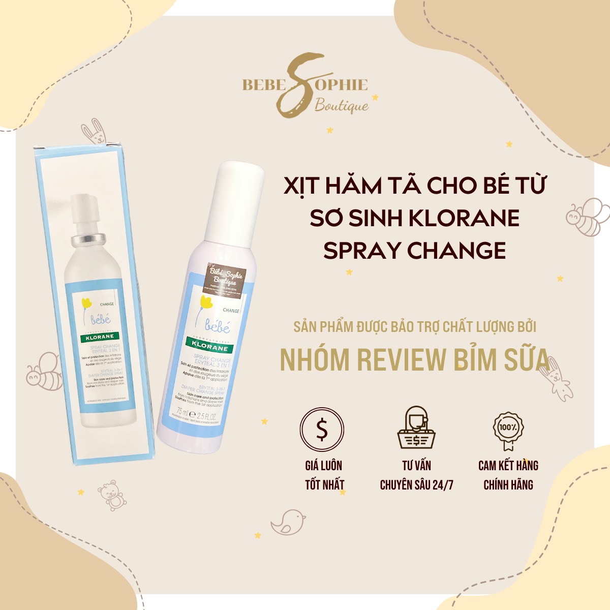 [Chính hãng] Xịt hăm tã cho bé từ sơ sinh Klorane Spray Change - Nội Địa Pháp