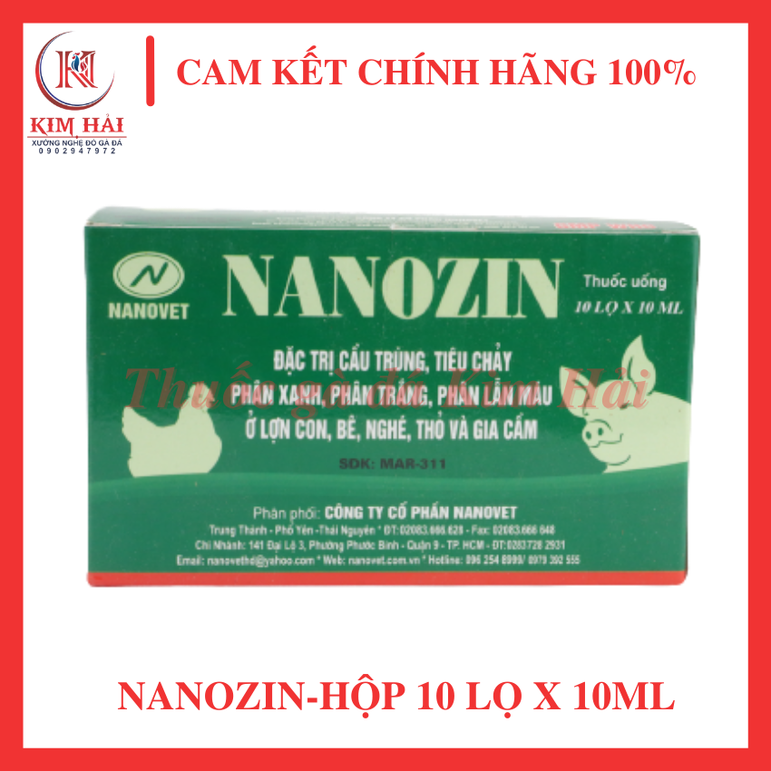 Thuốc thú y-Nanozin --Cầu trùng,phân sáp,phân có lẫn máu tươi cho gà đá,gà tơ gà con.