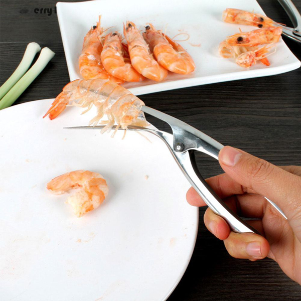 Dụng cụ lột vỏ tôm, dụng cụ bóc vỏ tôm inox tiện dụng, đồ bóc lột vỏ tôm giá rẻ, cây bóc vỏ tôm thép không gỉ đa năng tiện dụng