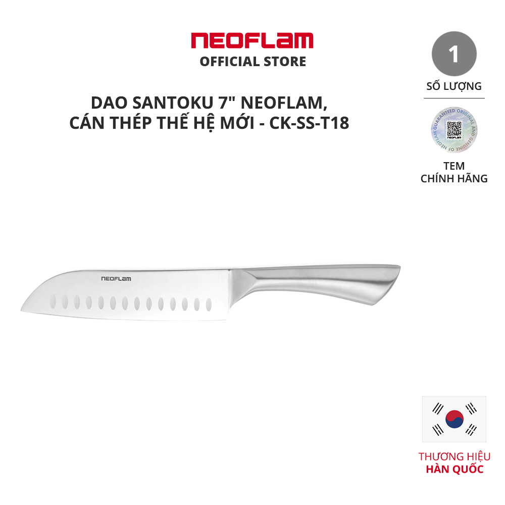 Dao santoku 7" neoflam, cán thép thế hệ mới - ck-ss-t18
