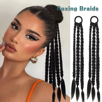 18 inch Bím đấm bốc dành cho nữ Dây buộc cao su đàn hồi Dây bện Dây buộc đuôi ngựa Phụ kiện tóc