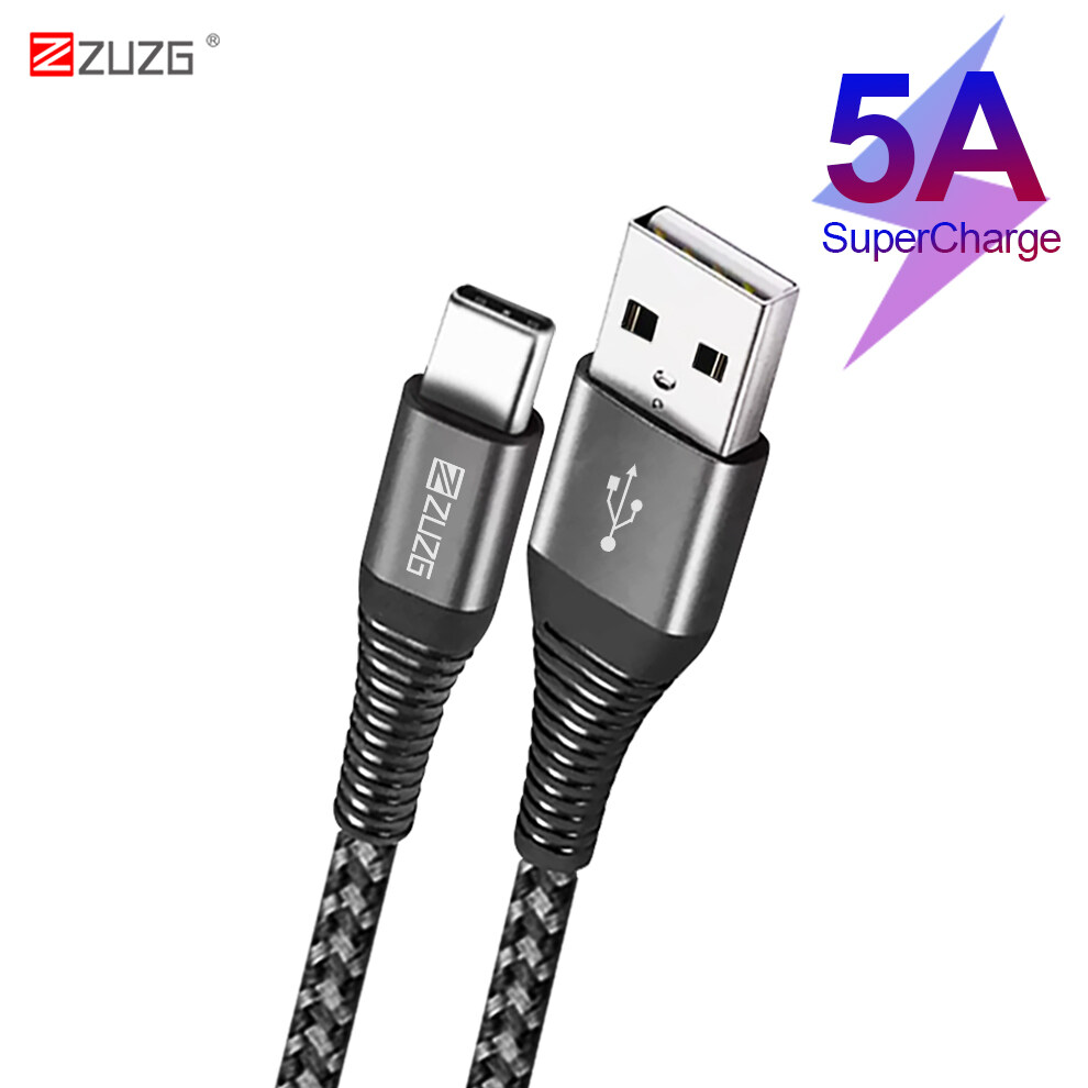 [[Zuzg] 5A Nylon Bện Cáp Type C Sạc Nhanh Cáp USB Type-C Cho Huawei P30/P30 pro/P20/P20 Pro/P10/P10 Pro/Mate 10/Mate 20 Pro/V10 siêu Bền Cáp USB C