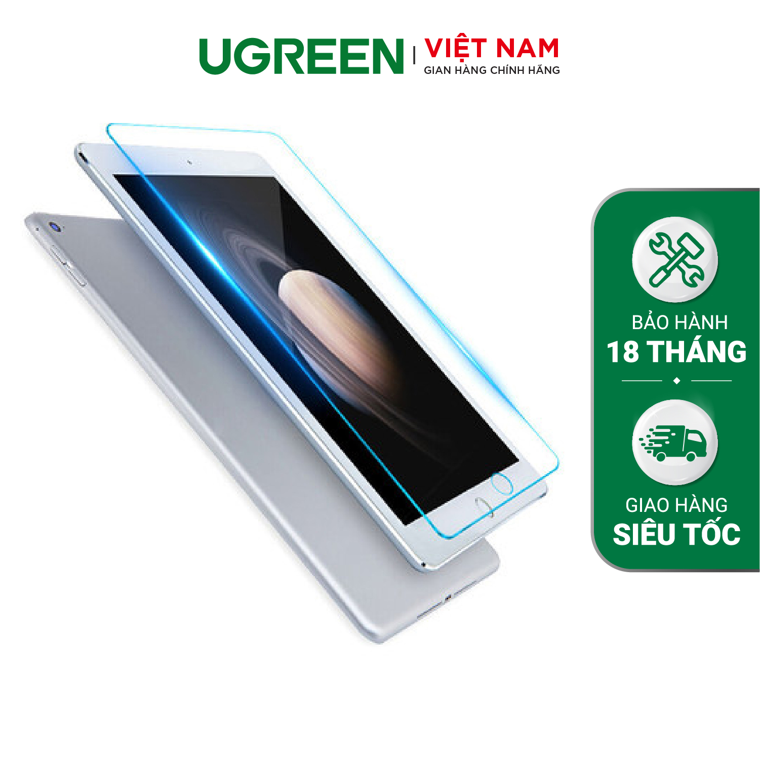 Kính cường lực UGREEN SP115 - Kính trong suốt HD độ cứng 9H tràn viền sử dụng cho iPad Pro 2018 12.9 inch (1miếng/hộp) - Hàng phân phối chính hãng
