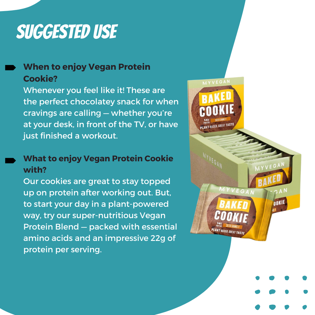 Myprotein Vegan Baked Protein Cookie with 13g Protein, Plant Based, Suitable for Vegan & Vegaterian, 3-12packs - Suggested Use
