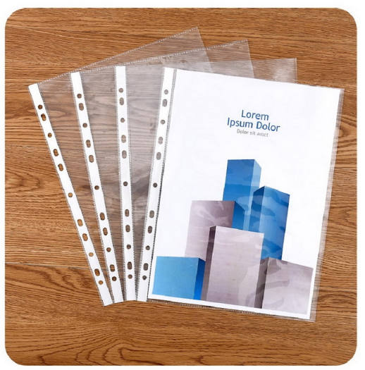 Combo 100 túi nilong trong đựng giấy 11 lỗ khổ giấy A4 để đựng giấy tờ, hóa đơn, chứng từ, túi trong suốt lưu trữ tài liệu, bảo vệ giấy tờ - Túi nilon đựng giấy A4 - Đồ dùng văn phòng phẩm