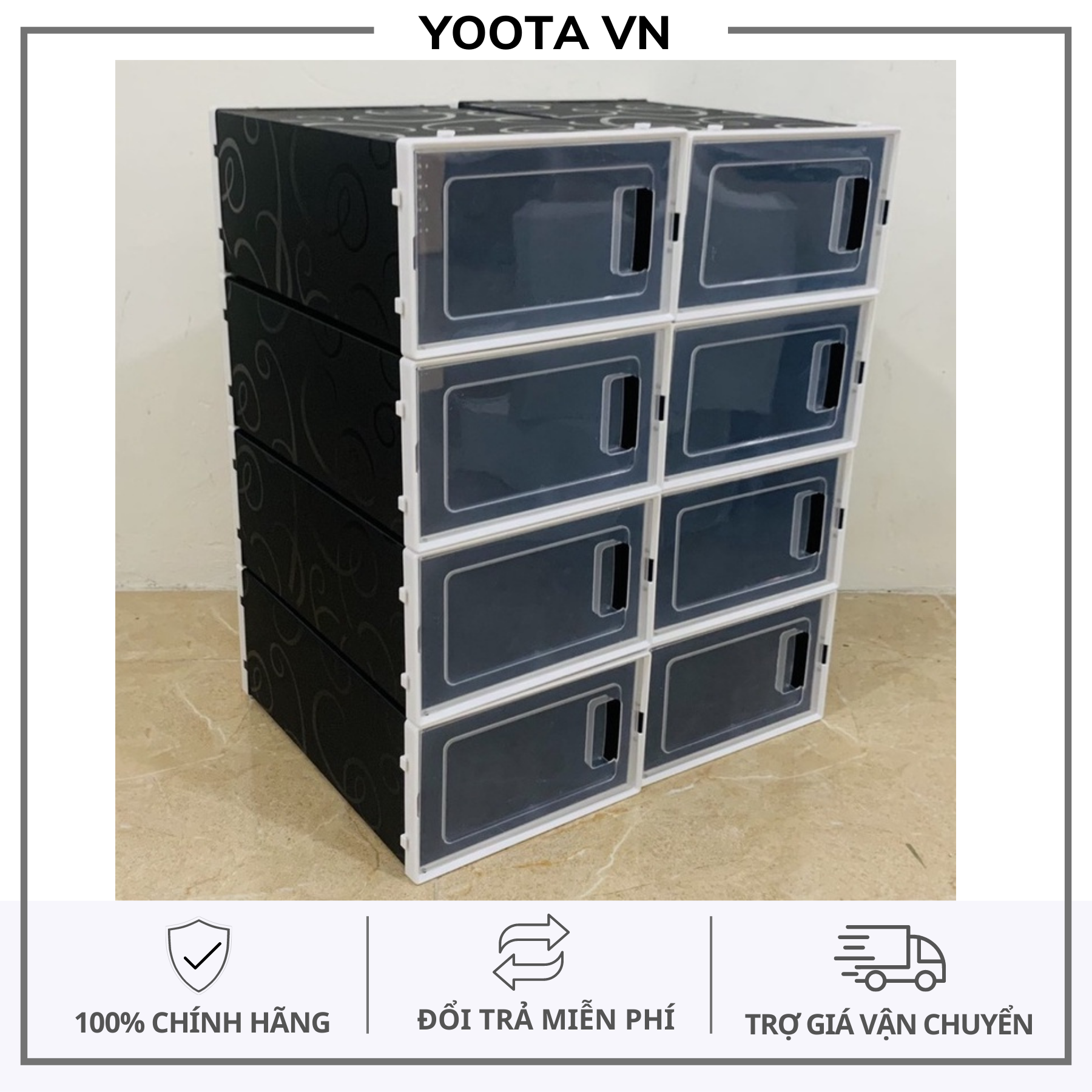 Hộp Đựng Giày Nhựa Cứng Trong Suốt Chất Liệu Nhựa PP Cao Cấp Chịu Lực Tốt Tới 6kg