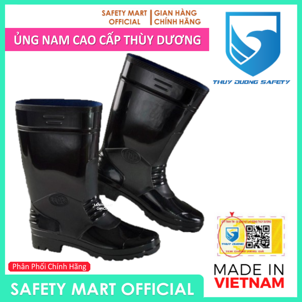 Ủng Bảo Hộ Lao Động Nam Cao Cấp Thùy Dương Safety Chống Dầu Chống Trượt, Ủng Nhựa Hàng Việt nam Chất Lượng Cao - Hàng Chính Hãng Safety Mart Official