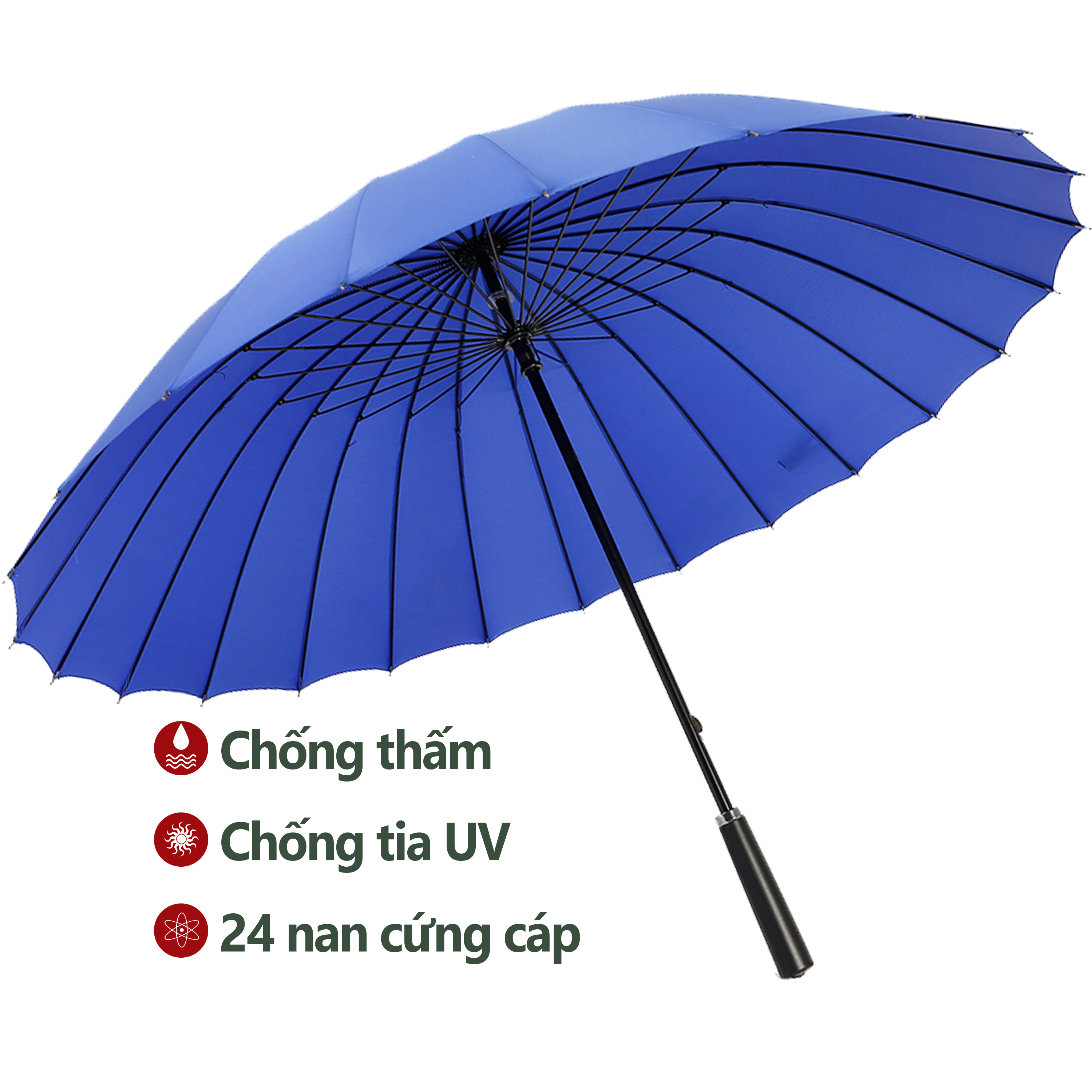 Ô Dù ĐI Mưa Đi Nắng Cỡ Lớn 24 Nan Chống lật Chống UV Cao Cấp