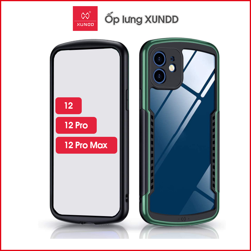[Hỏa Tốc HCM] Ốp lưng XUNDD iPhone 11/ 11 Pro/ Max/ 12/ 12 Pro/ Max/ XS Max - Chống shock, Mặt lưng trong, Cạnh màu - Alpha Series