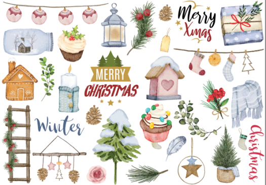 Sticker dán sổ tay, trang trí sổ dán ảnh, scrapbook, nhãn dán sinh nhật, giáng sinh