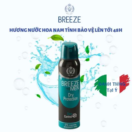 Xịt khử mùi nam hương nước hoa Spray Deodorant Breeze Men Dry Protection  150ml - Khử mùi cho nam