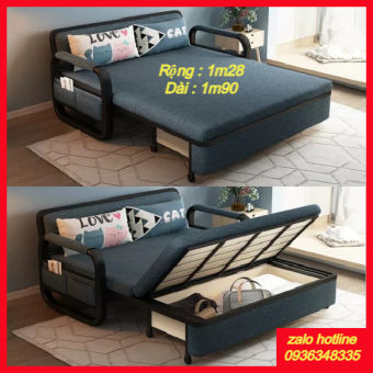 Giường Gấp Gọn Thành Ghế Sofa  Giường Ngủ Đa Năng Nệm Bọt Biển Tự Nhiên  Có Ngăn Chứa Đồ Tiện Dụng Khung Thép Cường Lực Kích Thước 1m28 x 1m90