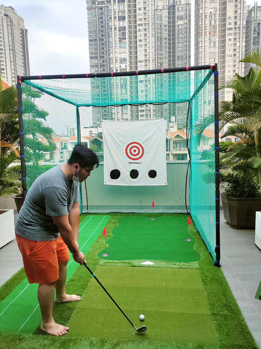 Bộ khung lưới tập swing golf kích thước 2.5*2.5m luyện tập tại nhà/ lắp ghép dễ dàng/ tặng thảm swingchip tee và bóng
