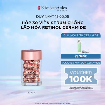 Hộp 30 viên nang tinh chất chống lão hóa Elizabeth Arden Retinol Ceramide Capsules Line Erasing Night Serum